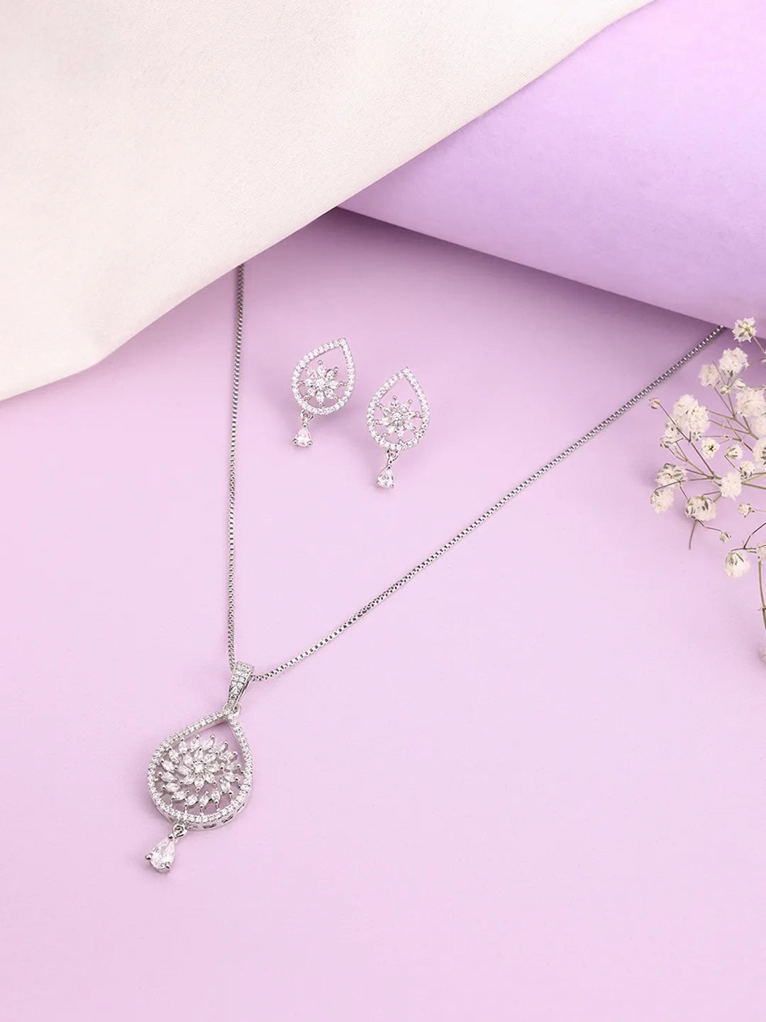 Tear of Grace CZ Pendant & Stud Set