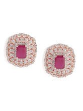 Glamorous Faux Ruby Halo Pendant Set