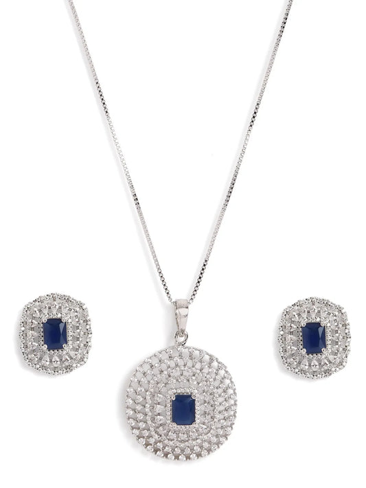 Glamorous Crystals Halo Pendant Set