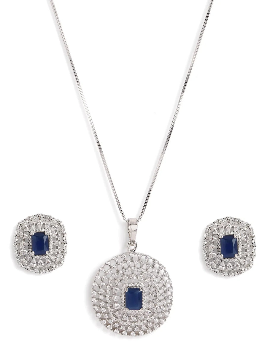 Glamorous Crystals Halo Pendant Set