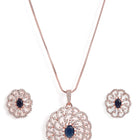 Petal Crystal Pendant & Stud Set - Blue