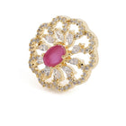 Petal Crystal Pendant & Stud Set - Rani Pink