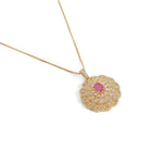 Petal Crystal Pendant & Stud Set - Rani Pink