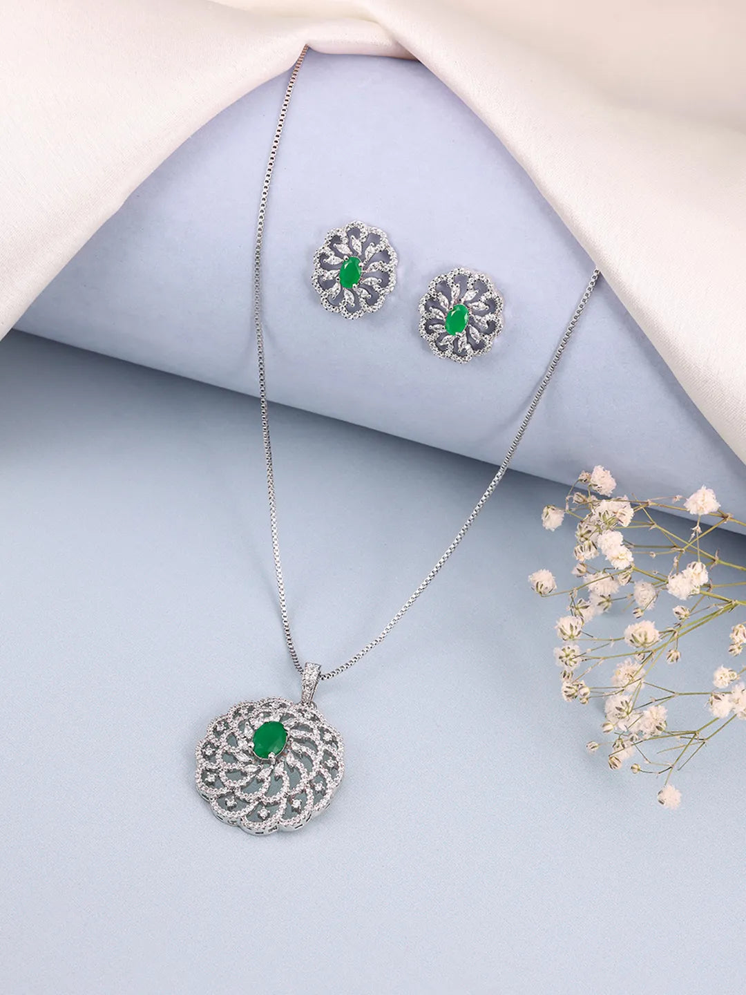 Petal Crystal Pendant & Stud Set