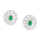 Petal Crystal Pendant & Stud Set - Silver Green