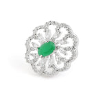 Petal Crystal Pendant & Stud Set - Silver Green