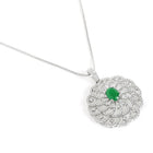 Petal Crystal Pendant & Stud Set - Silver Green