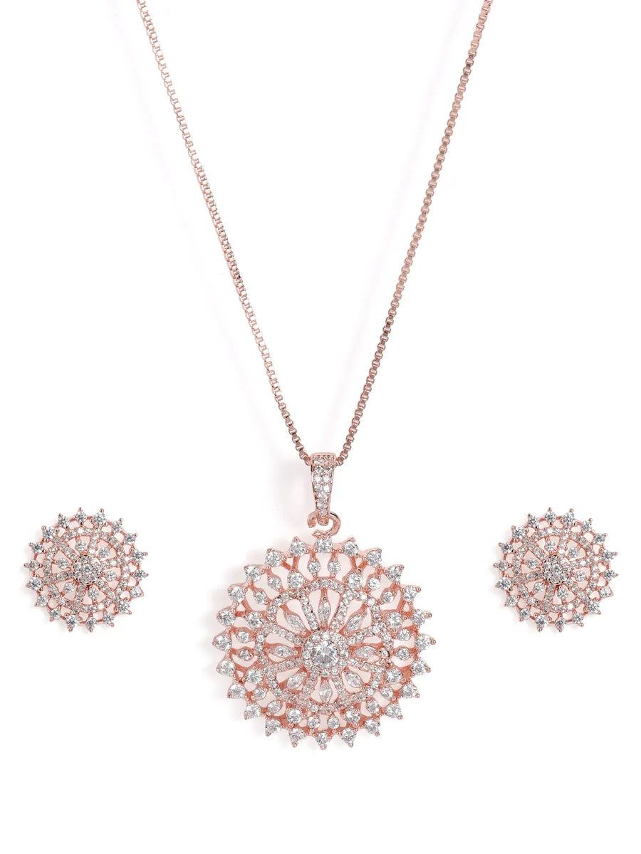 Celestial Glow Faux CZ Pendant Set - Rose Gold