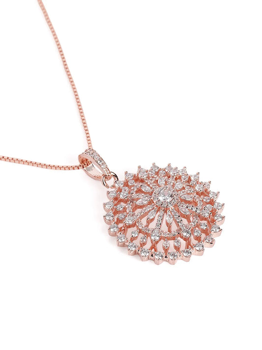 Celestial Glow Faux CZ Pendant Set - Rose Gold