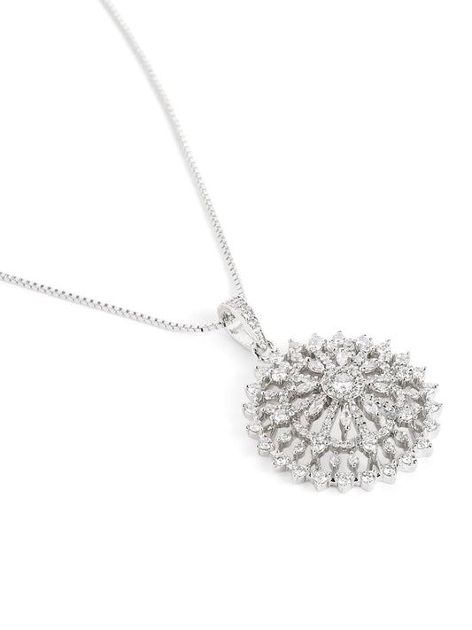 Celestial Glow Faux CZ Pendant Set - Silver