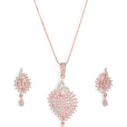 Sparkling Leaf CZ Pendant Set - Rose Gold