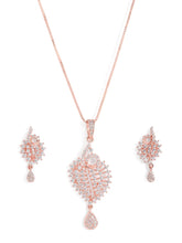 Sparkling Leaf CZ Pendant Set