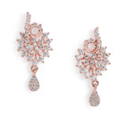 Sparkling Leaf CZ Pendant Set - Rose Gold