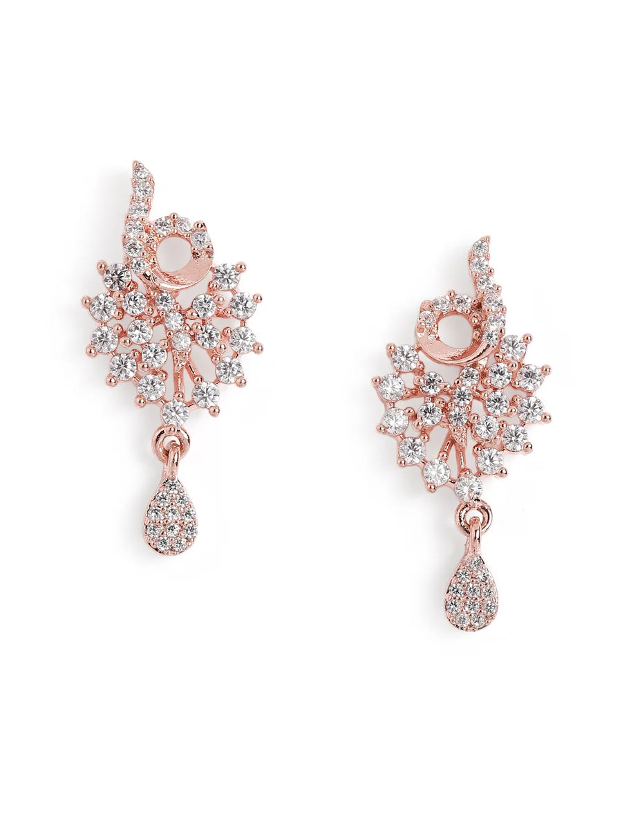 Sparkling Leaf CZ Pendant Set