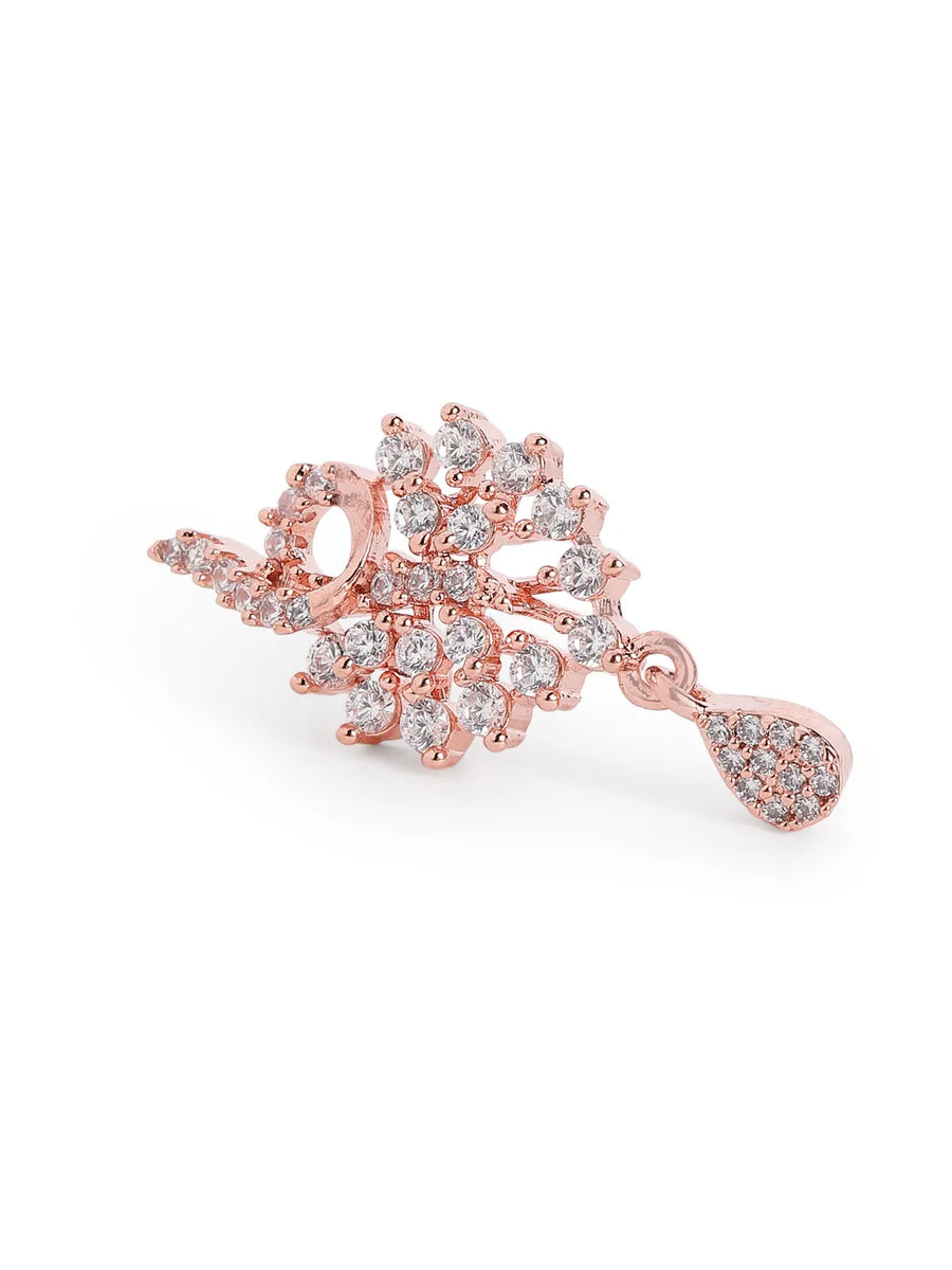 Sparkling Leaf CZ Pendant Set