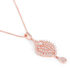 Sparkling Leaf CZ Pendant Set - Rose Gold