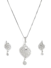Sparkling Leaf CZ Pendant Set