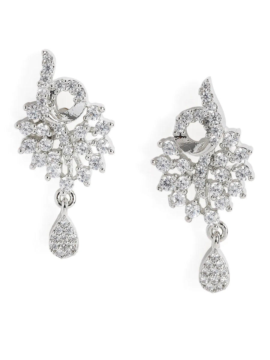 Sparkling Leaf CZ Pendant Set