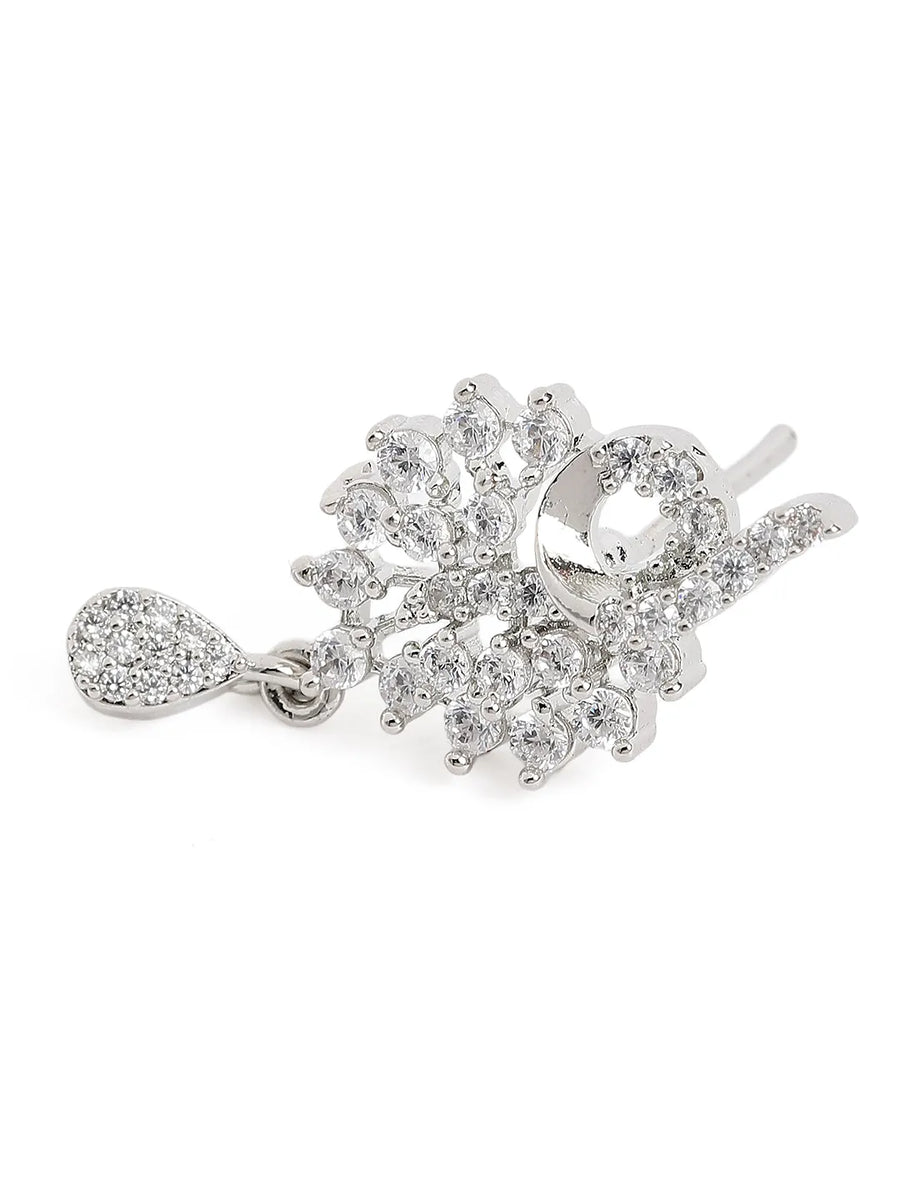 Sparkling Leaf CZ Pendant Set