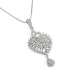 Sparkling Leaf CZ Pendant Set - Silver