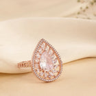 Teardrop CZ Solitaire Statement Ring - Rose Gold - White