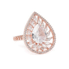 Teardrop CZ Solitaire Statement Ring - Rose Gold - White