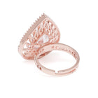 Teardrop CZ Solitaire Statement Ring - Rose Gold - White