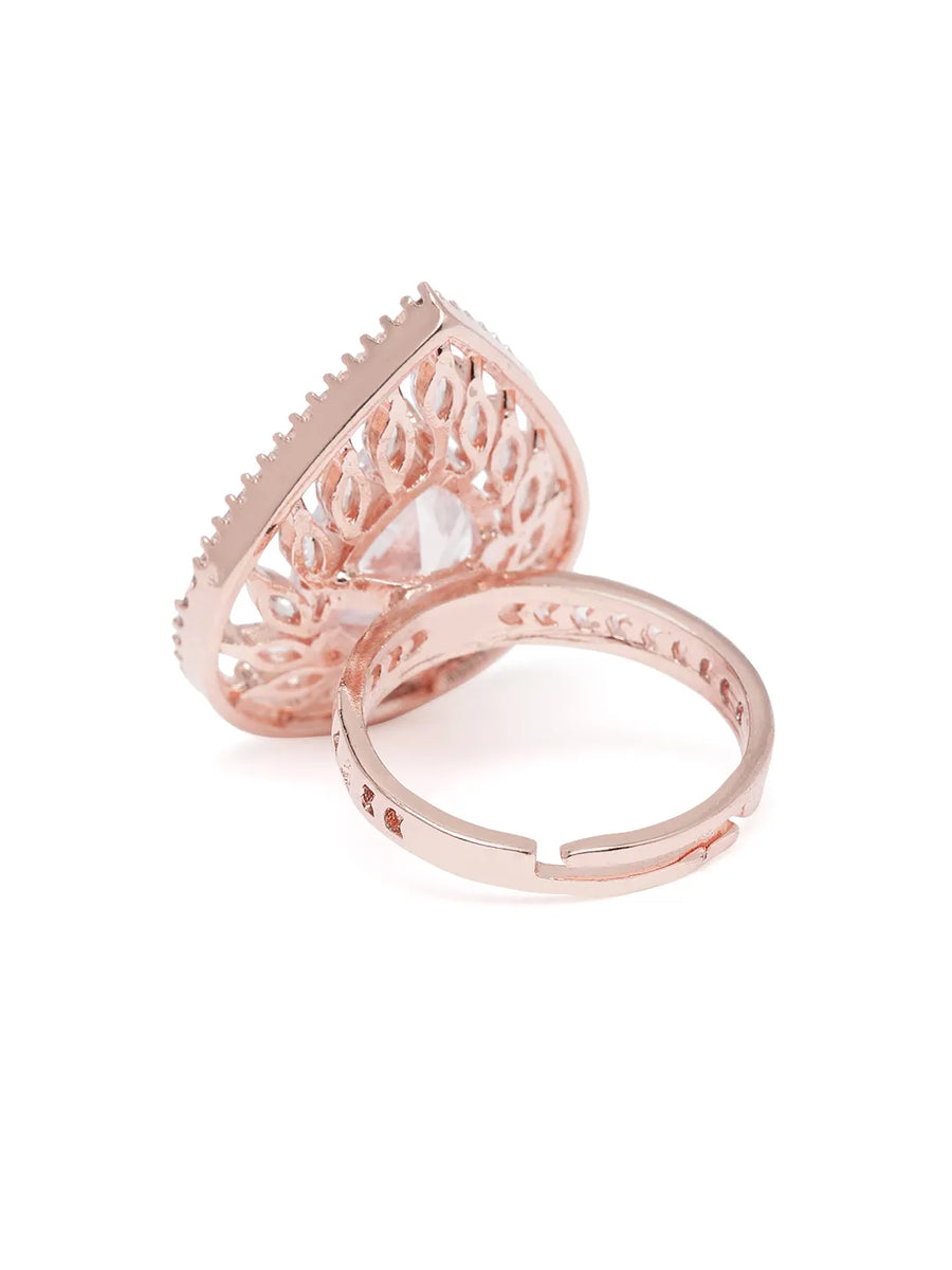 Teardrop CZ Solitaire Statement Ring