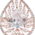 Teardrop CZ Solitaire Statement Ring - Rose Gold - White