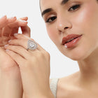 Teardrop CZ Solitaire Statement Ring - Silver - White