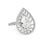 Teardrop CZ Solitaire Statement Ring - Silver - White