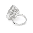 Teardrop CZ Solitaire Statement Ring - Silver - White