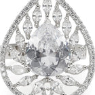 Teardrop CZ Solitaire Statement Ring - Silver - White