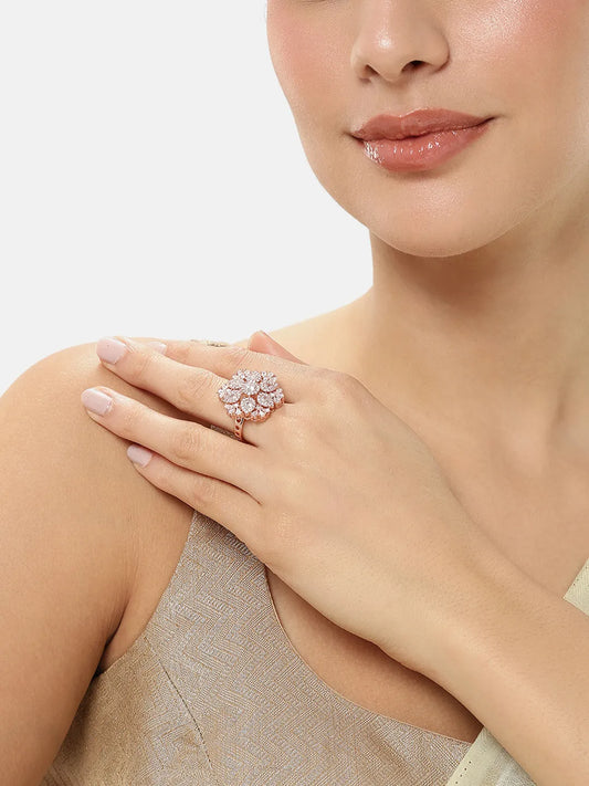 Bloom Inspired CZ Adjustable Finger Ring