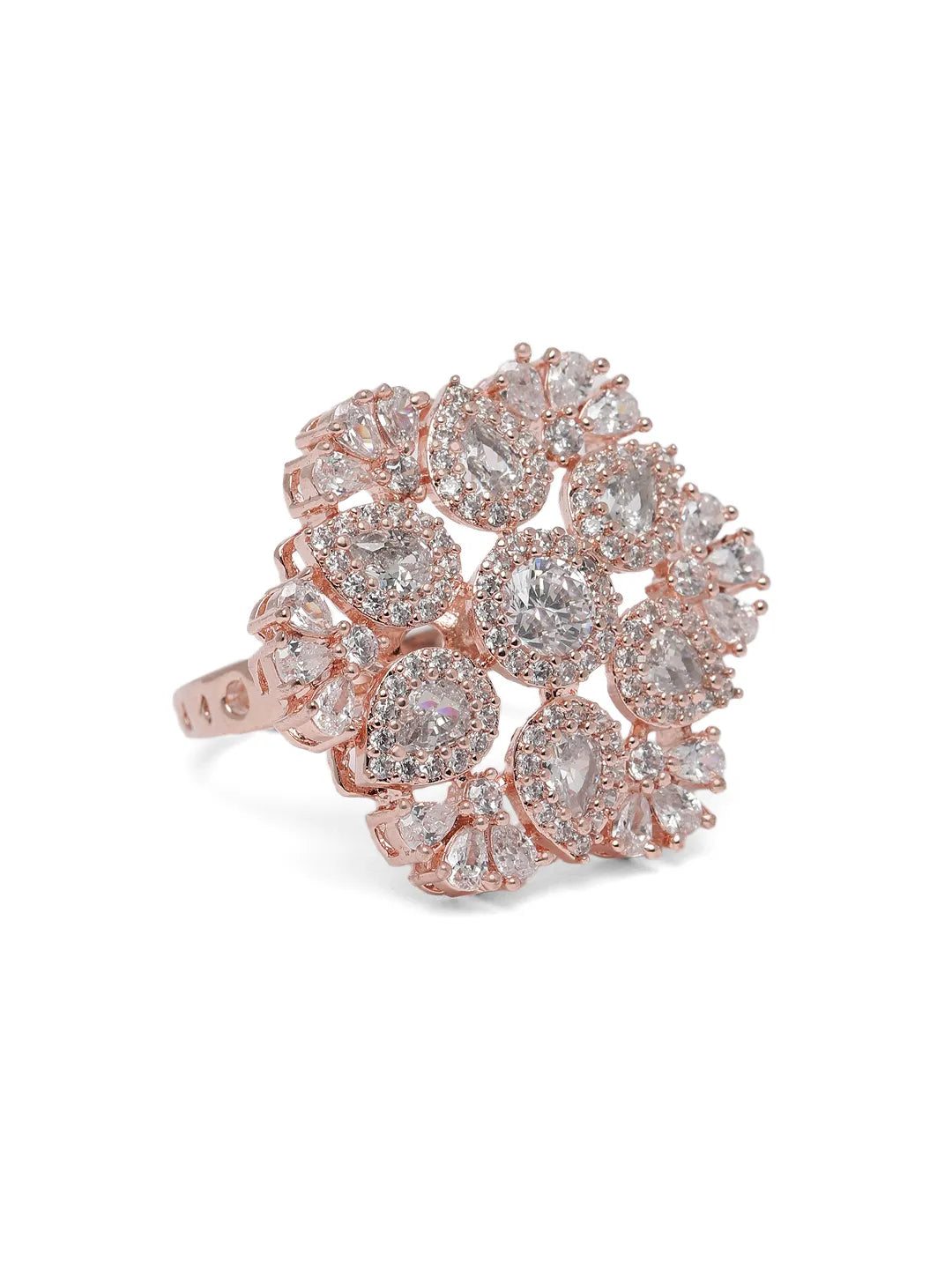 Bloom Inspired CZ Adjustable Finger Ring