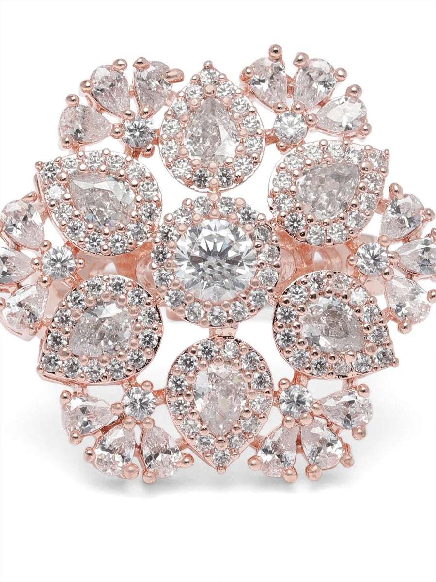 Bloom Inspired CZ Adjustable Finger Ring
