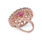 Signature Halo Accent Adjustable Ring - Rose Gold - Red
