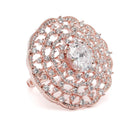 Signature Halo Accent Adjustable Ring - Rose Gold - White