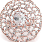 Signature Halo Accent Adjustable Ring - Rose Gold - White
