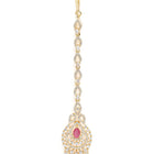 Traditional Crystal Drop Maangtikka - Gold - Red
