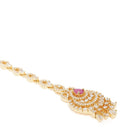 Traditional Crystal Drop Maangtikka - Gold - Red