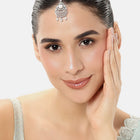 Vintage CZ Pearl Accent Maangtikka - Silver