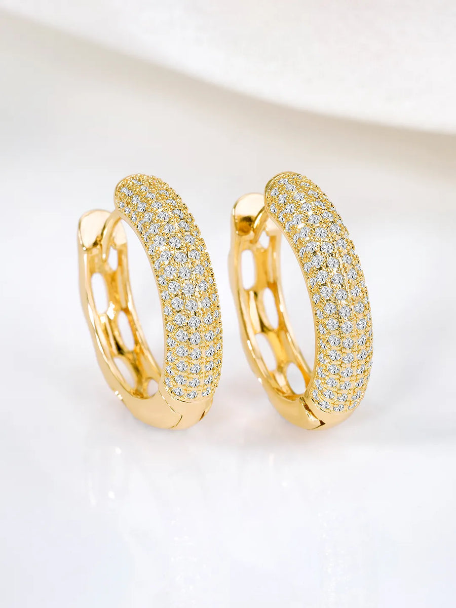 CZ Studded Circular Hoop Earrings
