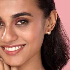 Gleaming Round CZ Stud Hoop Earrings