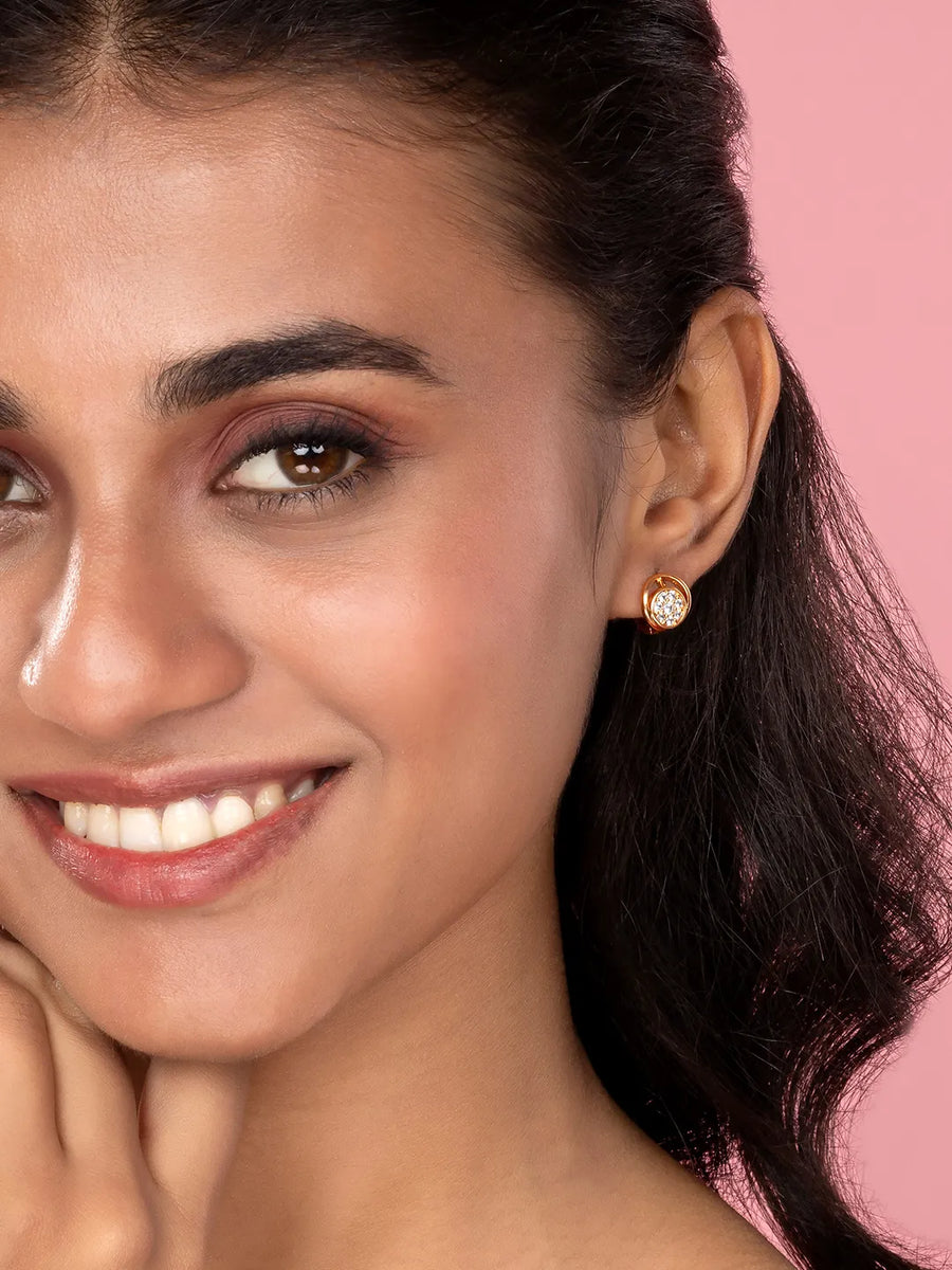 Gleaming Round CZ Stud Hoop Earrings