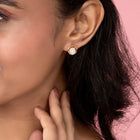 Gleaming Round CZ Stud Hoop Earrings