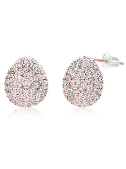 Dazzling Rose Gold CZ Teardrop Stud Earrings