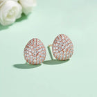 Dazzling Rose Gold CZ Teardrop Stud Earrings