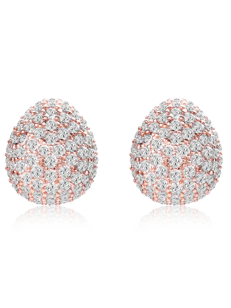 Dazzling Rose Gold CZ Teardrop Stud Earrings