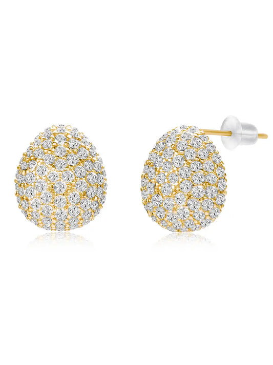 Dazzling Gold-Plated CZ Teardrop Stud Earrings